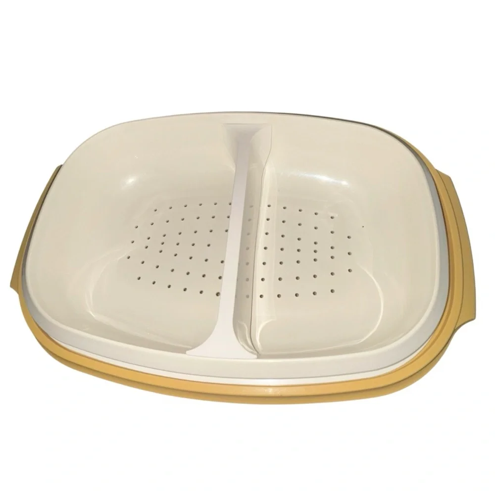 Vintage‎ Tupperware Oval Microwave Steamer Cooker Yellow 1273-4 W Insert & Lid